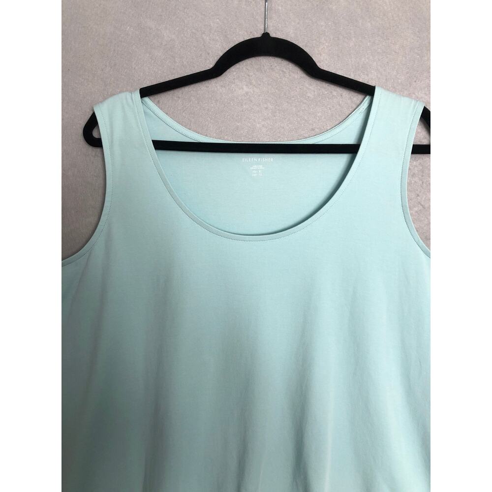 EILEEN FISHER cotton Tank Top in Pool aqua blue NWT - Picture 3 of 8